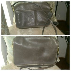 Vintage Coach Gray Leather Crossbody Shoulder Bag